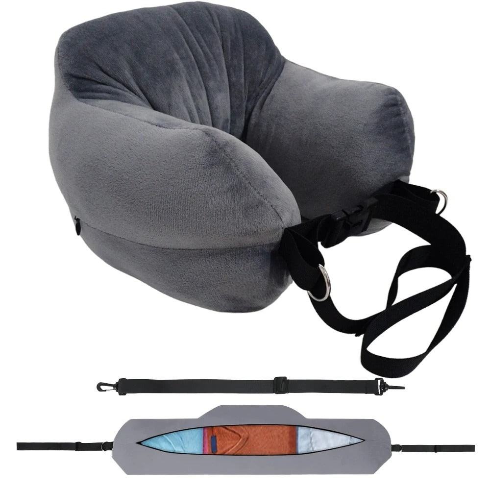 Adjustable U-Shaped Travel Neck Pillow – Washable & Portable for Airplane