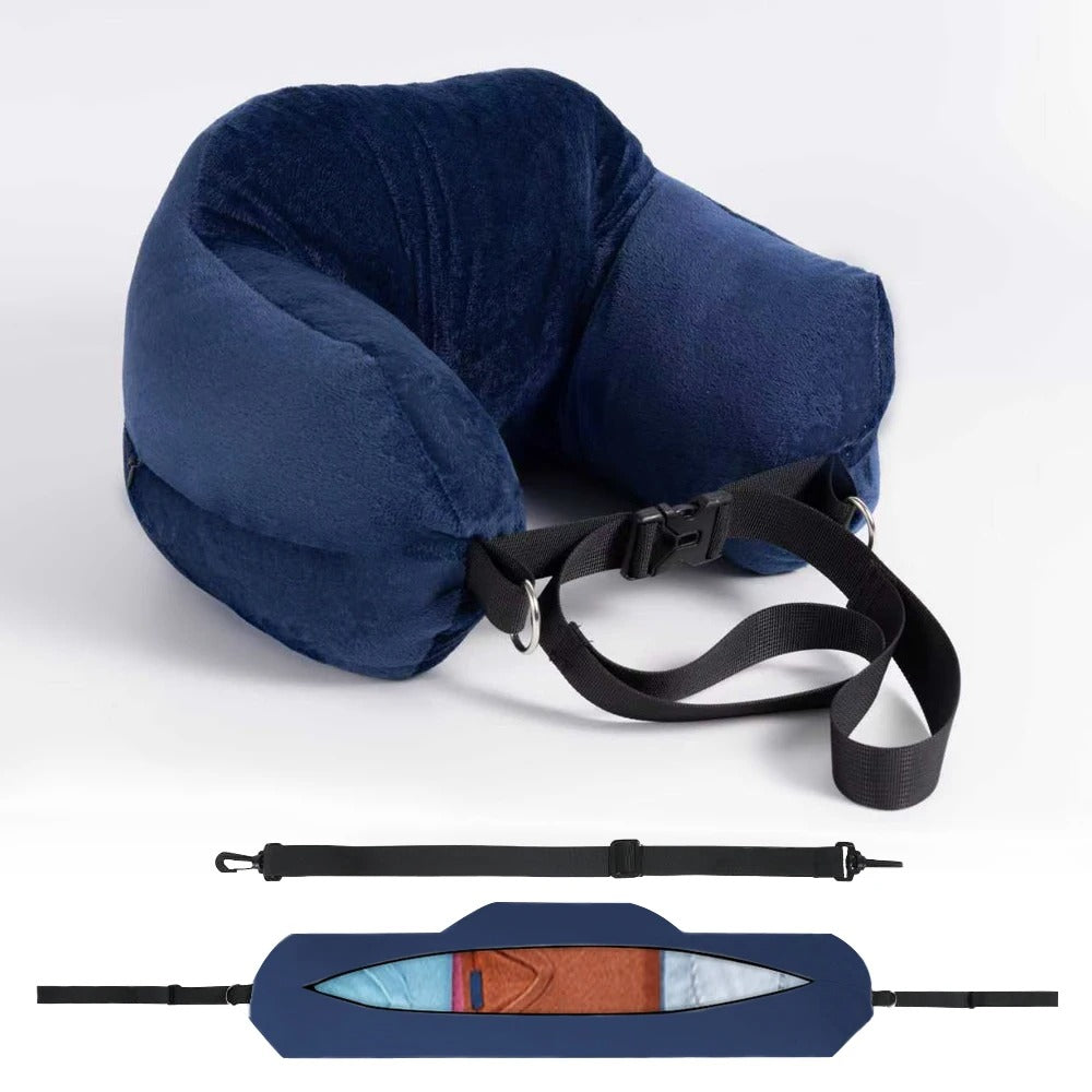 Adjustable U-Shaped Travel Neck Pillow – Washable & Portable for Airplane