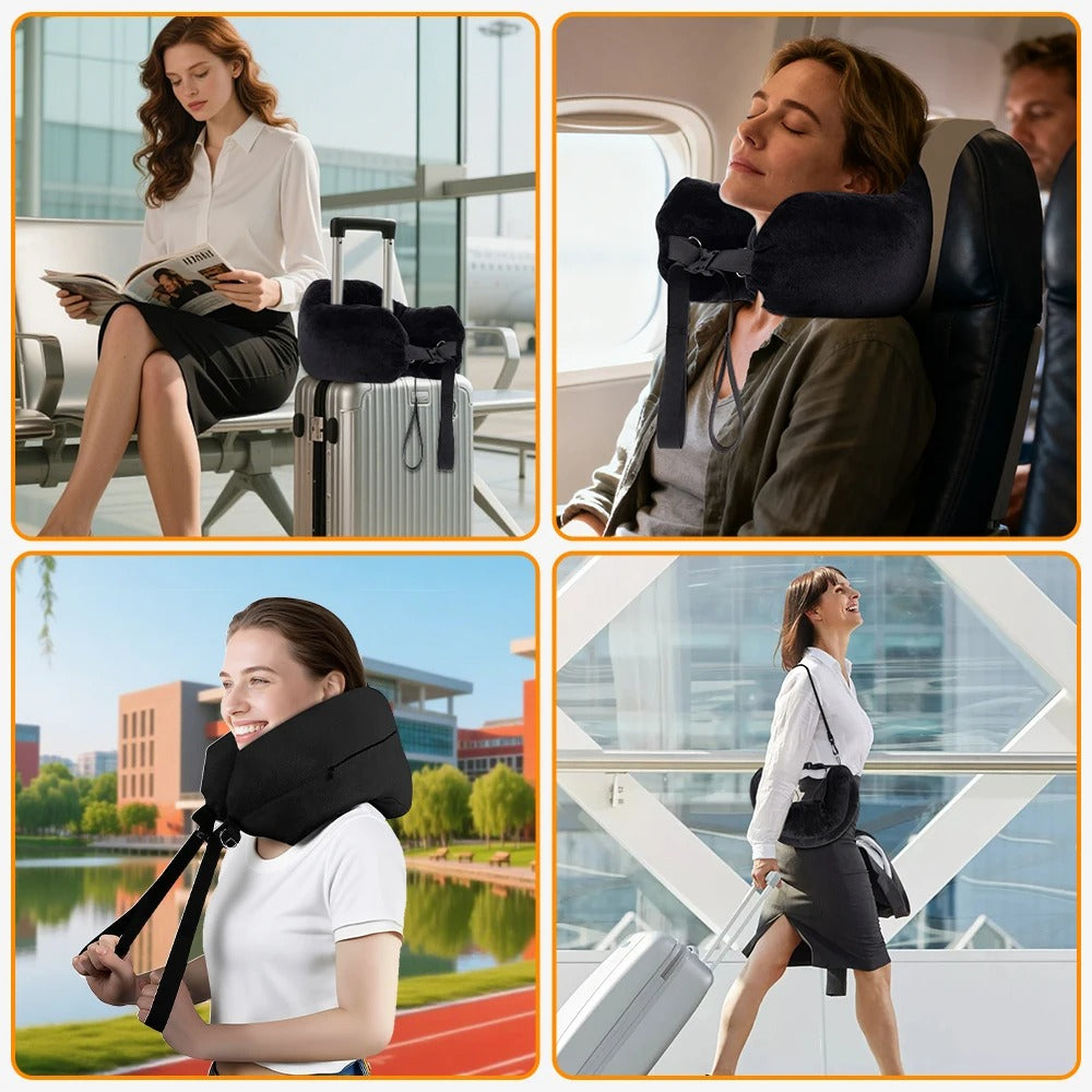 Adjustable U-Shaped Travel Neck Pillow – Washable & Portable for Airplane