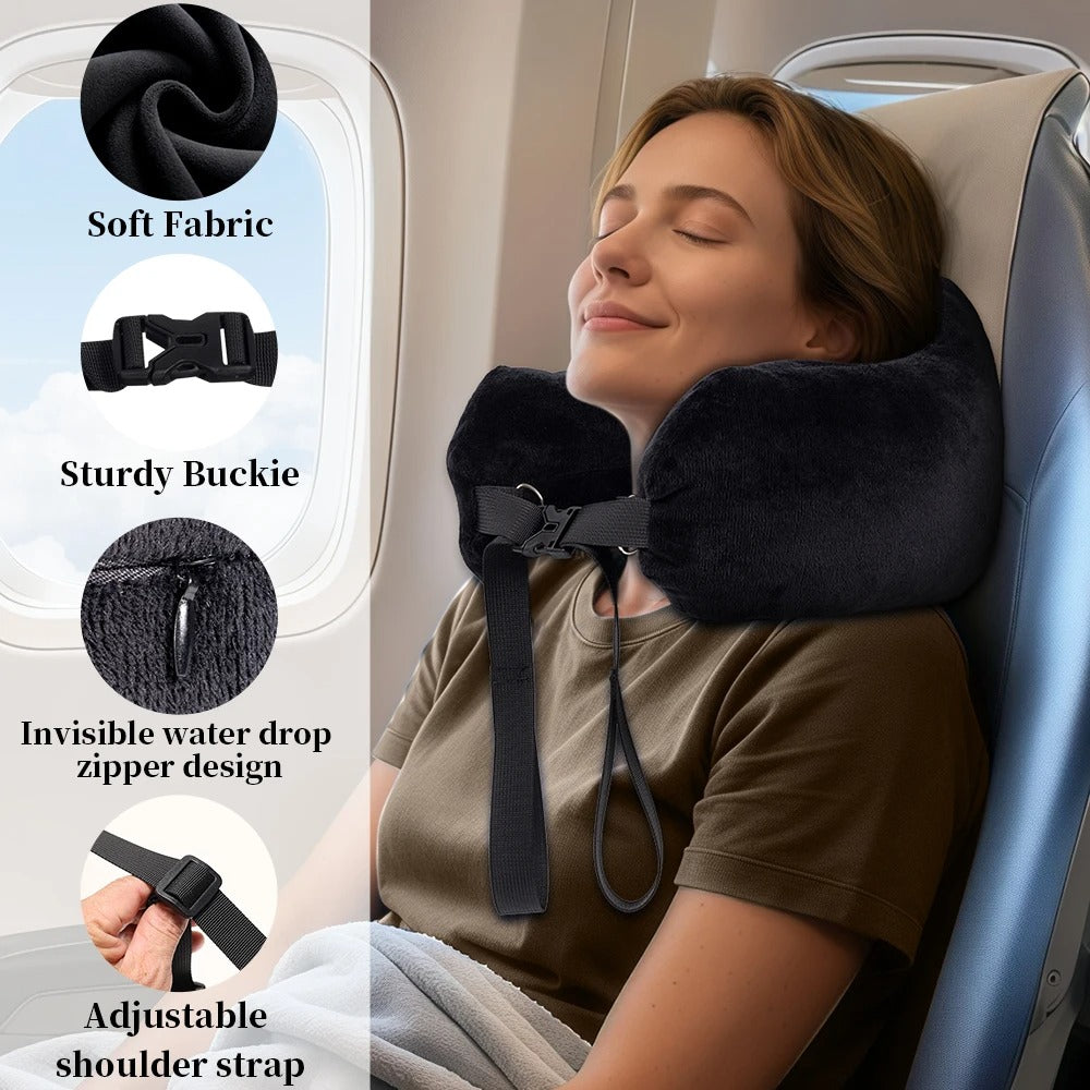Adjustable U-Shaped Travel Neck Pillow – Washable & Portable for Airplane