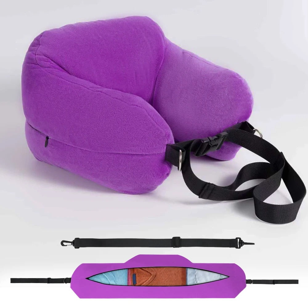 Adjustable U-Shaped Travel Neck Pillow – Washable & Portable for Airplane
