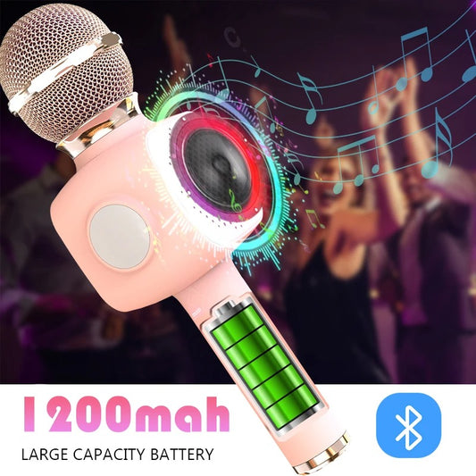🎤✨ 5-in-1 Karaoke Mic with Lights – Bluetooth Speaker for Parties