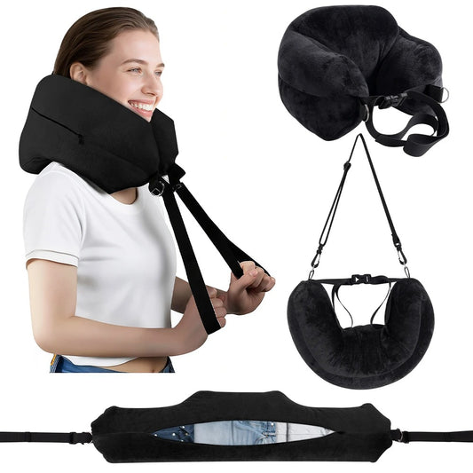 Adjustable U-Shaped Travel Neck Pillow – Washable & Portable for Airplane